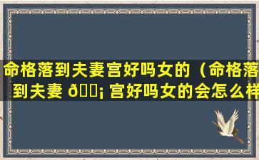 命格落到夫妻宫好吗女的（命格落到夫妻 🐡 宫好吗女的会怎么样）